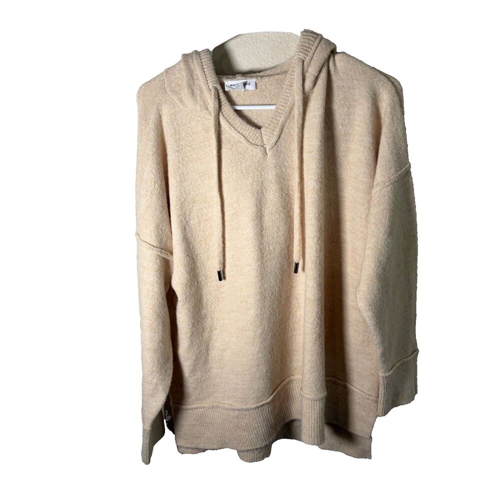 Westbound Sweatshirt Women's Petite Large Beige Knit Hoodie Pullover Sweater